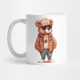 A cute teddy bear wearing street fashion Mug